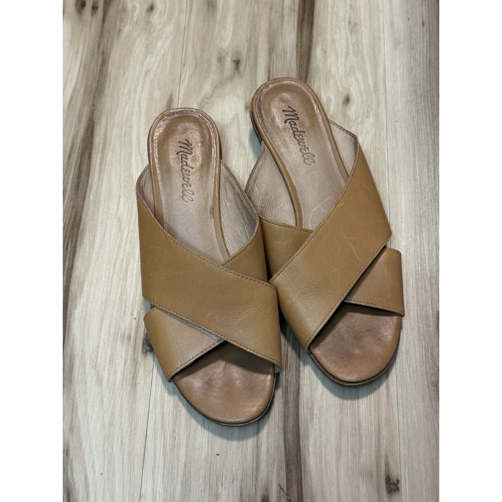 Madewell The Ruthie Crisscross Desert Camel Leather Mule Women's Size 8